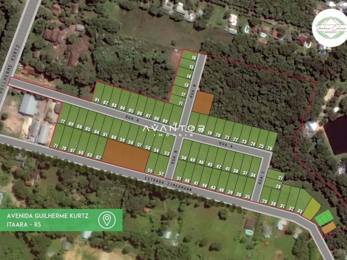 Planta baixa do loteamento com lotes numerados — Terreno à venda no Residencial Jardim Colina, em Parque Serrano I, Itaara/RS