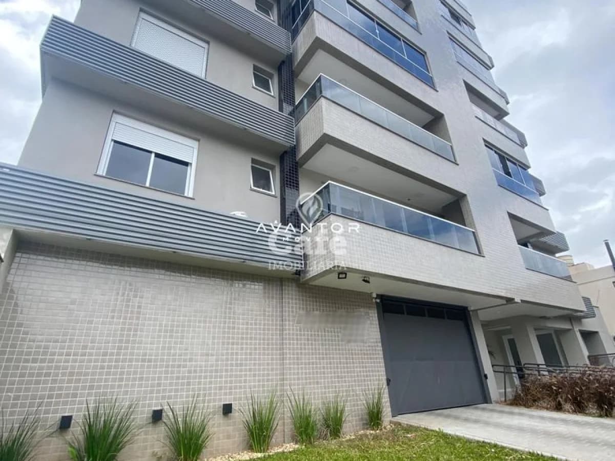 Fachada do prédio com garagem — Apartamento com 2 quartos à venda no Residencial Tramonto, em Centro, Santa Maria/RS