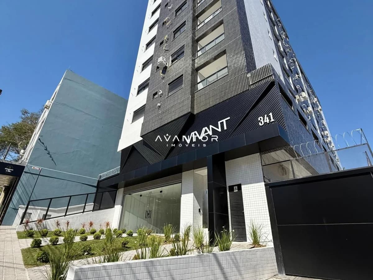 Fachada do prédio com entrada — Apartamento com 1 quarto à venda no Residencial VIVANT, em Centro, Santa Maria/RS