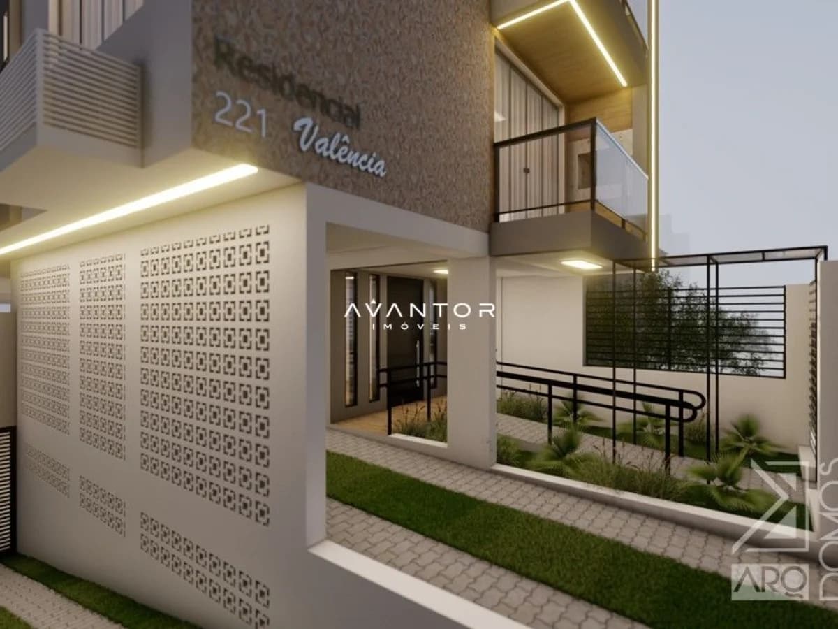Fachada da casa com acesso e sacada — Apartamento com 1 quarto à venda em Nossa Senhora de Fátima, Santa Maria/RS