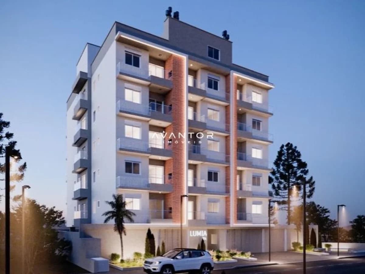 Fachada do prédio com arquitetura moderna — Apartamento com 1 quarto à venda no Lumia, em Camobi, Santa Maria/RS