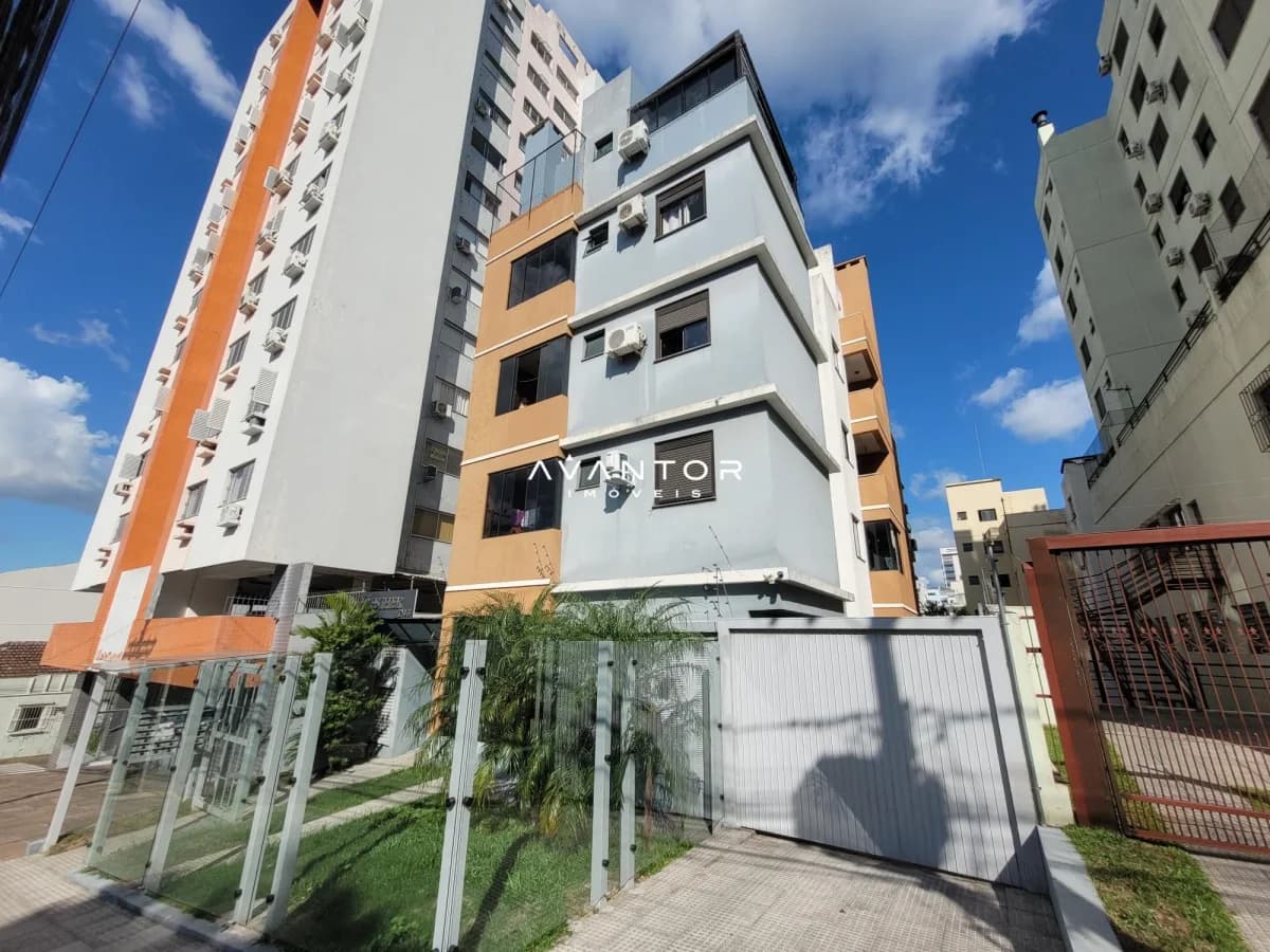 Fachada do prédio com garagem — Apartamento com 1 quarto para alugar no Residencial Vó Esther, em Centro, Santa Maria/RS