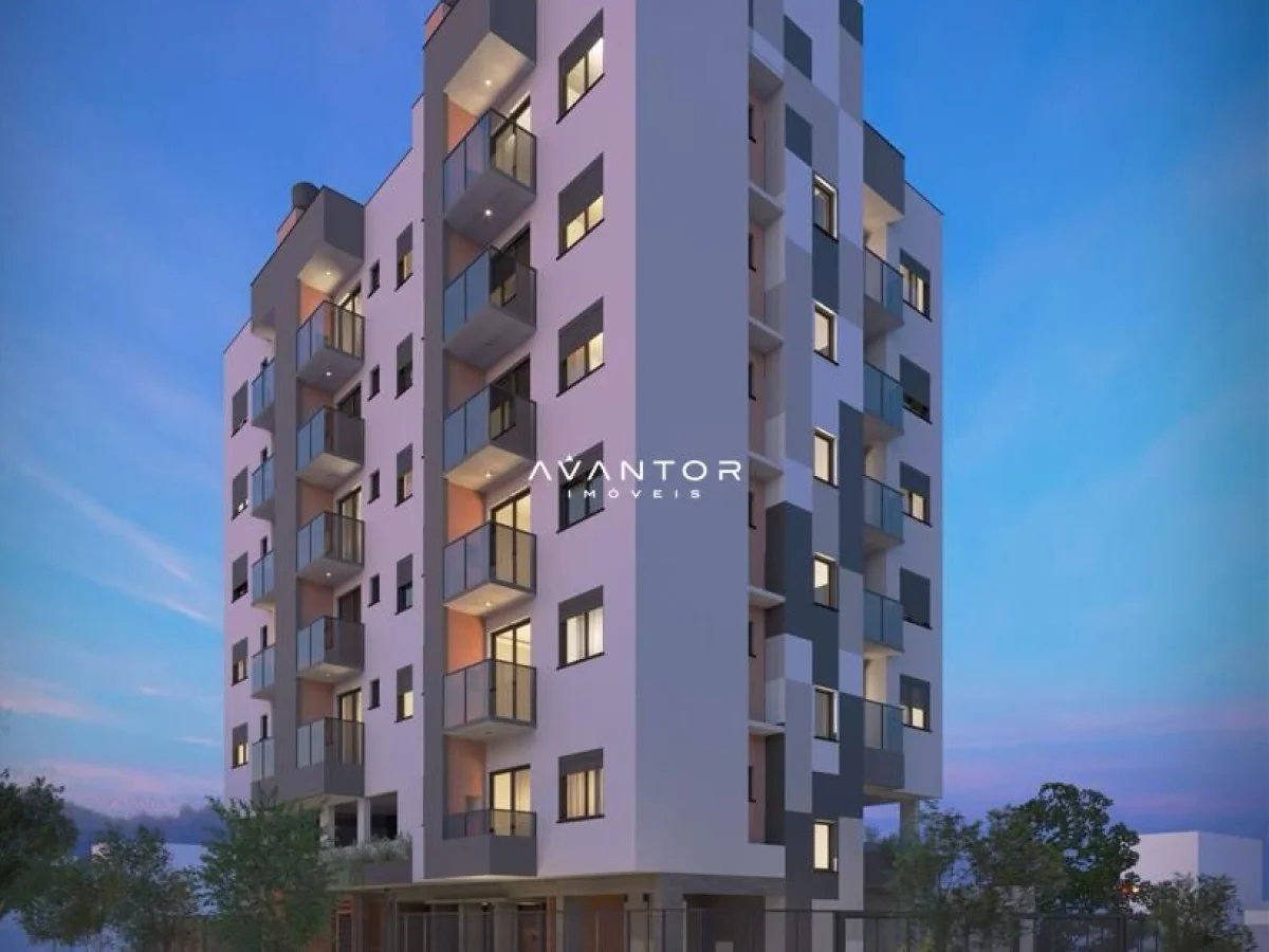 Fachada do prédio ao entardecer — Apartamento com 1 quarto à venda em Camobi, Santa Maria/RS