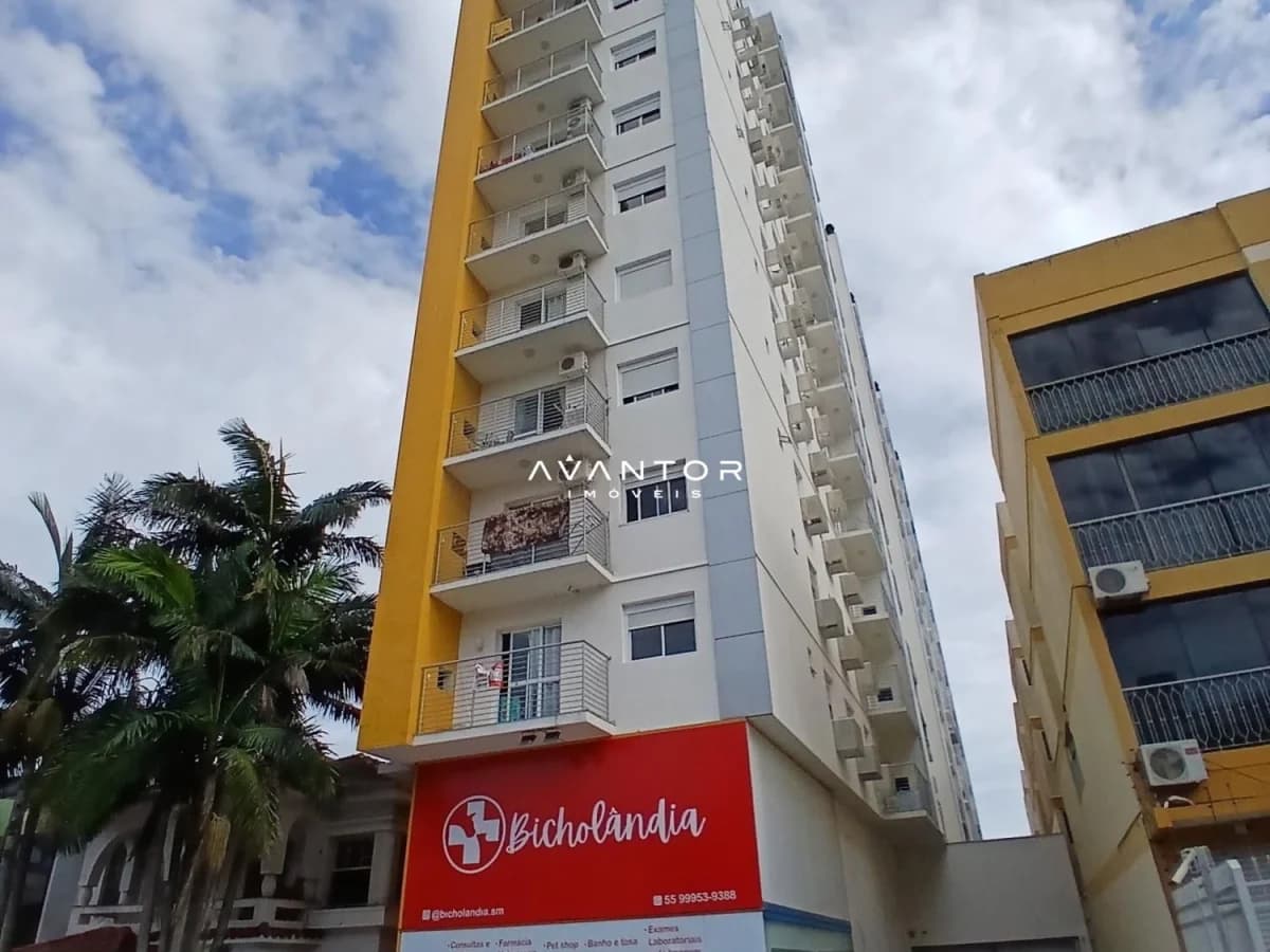 Fachada do prédio com sacadas — Apartamento com 1 quarto para alugar no Residencial Viva, em Centro, Santa Maria/RS