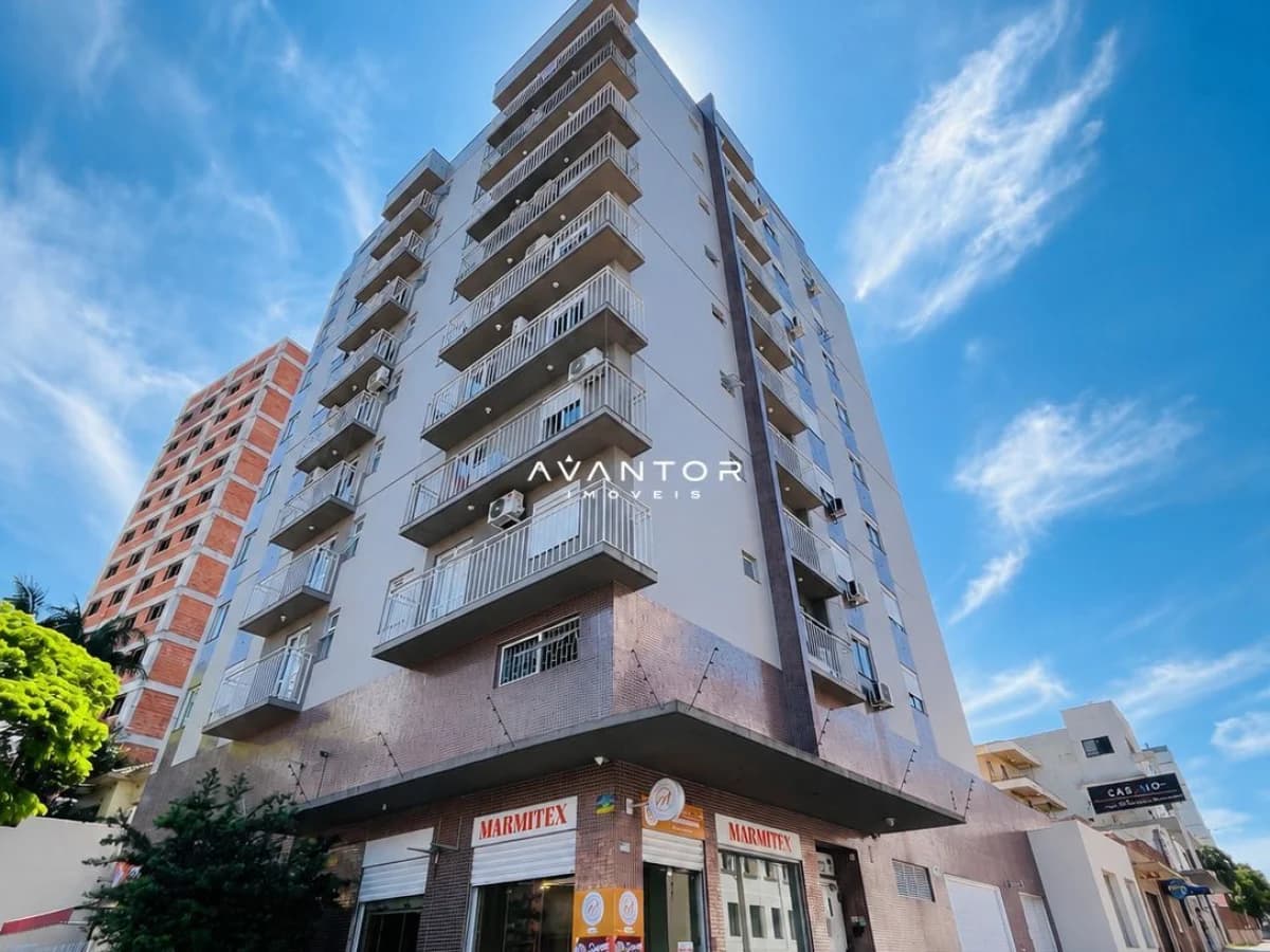 Fachada do prédio com sacadas — Apartamento com 1 quarto à venda em Nossa Senhora do Rosário, Santa Maria/RS