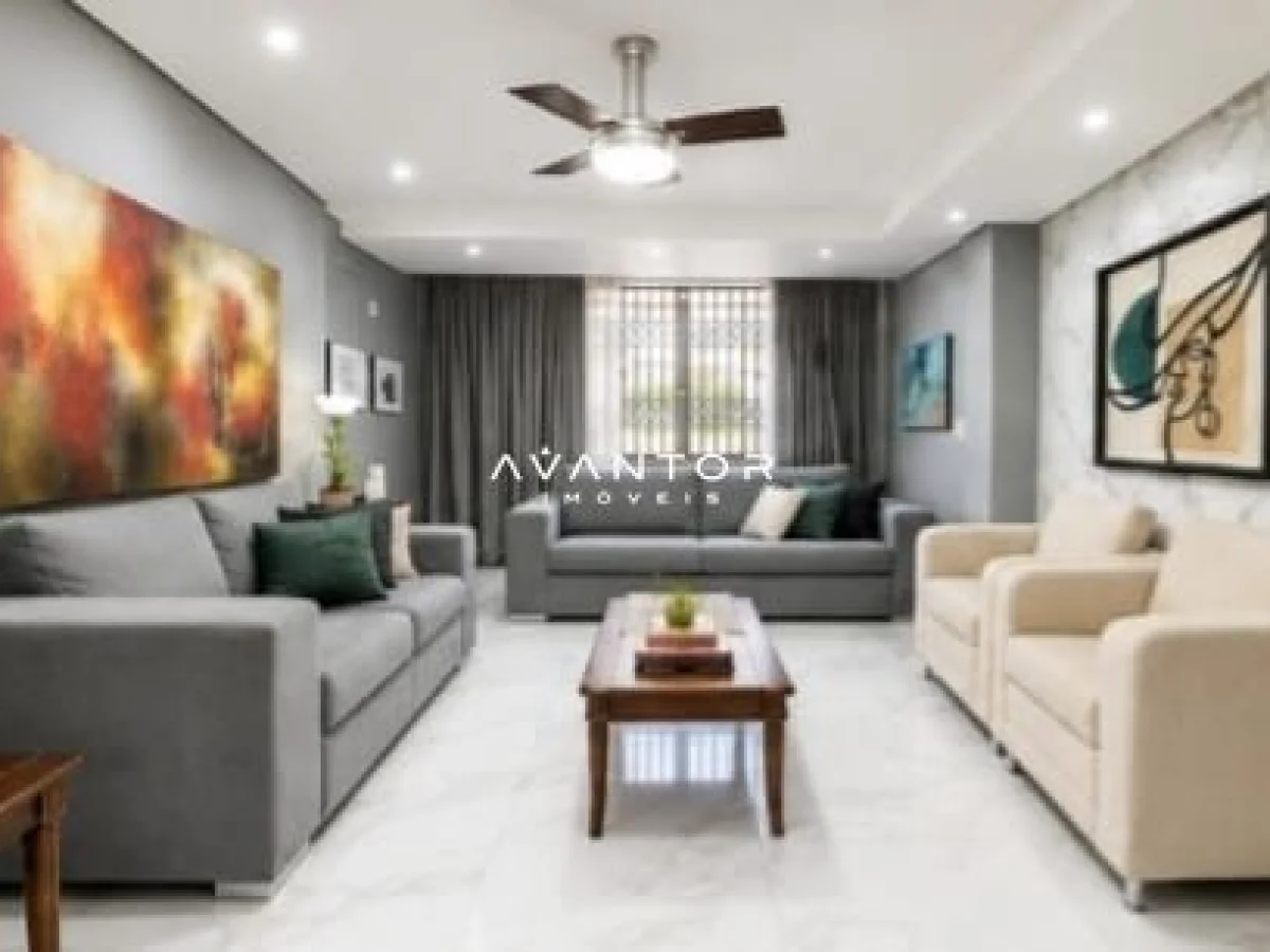 Sala de estar com sofás e poltrona — Apartamento com 3 quartos à venda em Centro, Santa Maria/RS
